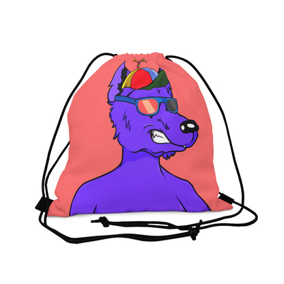 Cyborg Wolf Purple Fur Propeller Hat Colored Sunglasses Outdoor Drawstring Bag