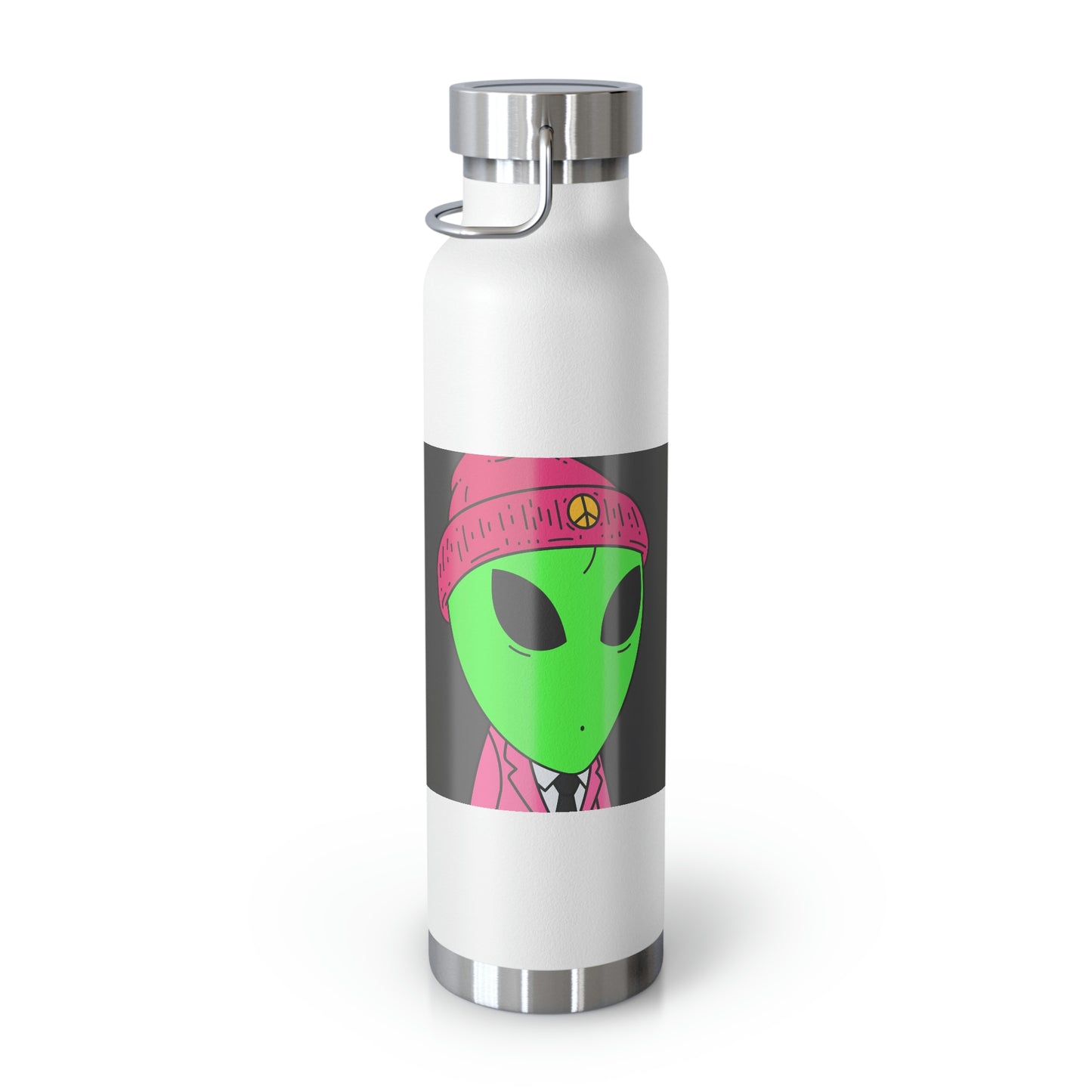 Peace Alien Pink Visi Suit Business Botella aislada al vacío de cobre, 22 oz