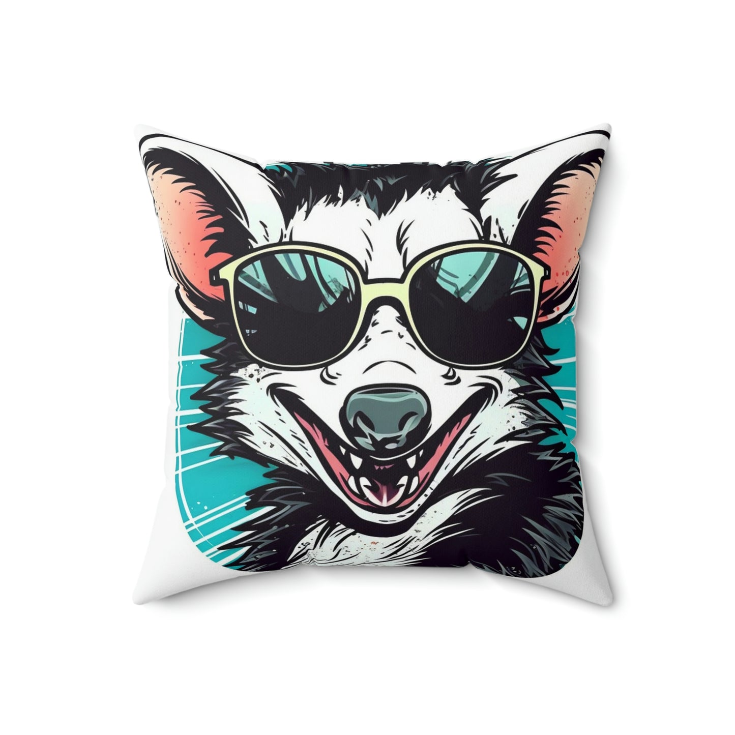 Joyful Opossum Retro Animation Spun Polyester Square Pillow