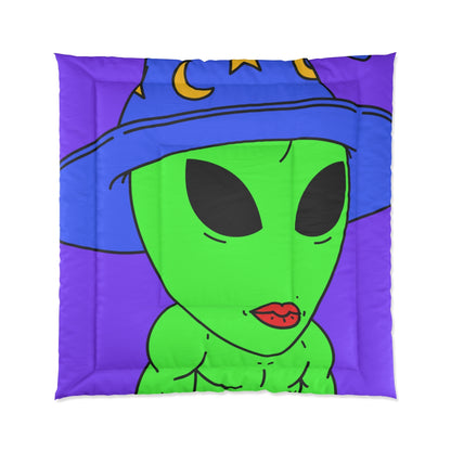 Blue Wizard Hat Alien Muscle Lipstick Green Visitor Bed Comforter