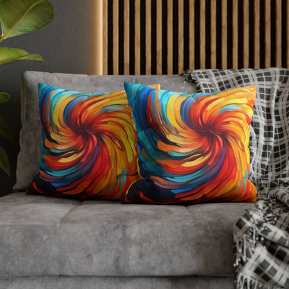 Vibrant Swirling Abstract Art - Unique and Colorful Spun Polyester Square Pillow Case