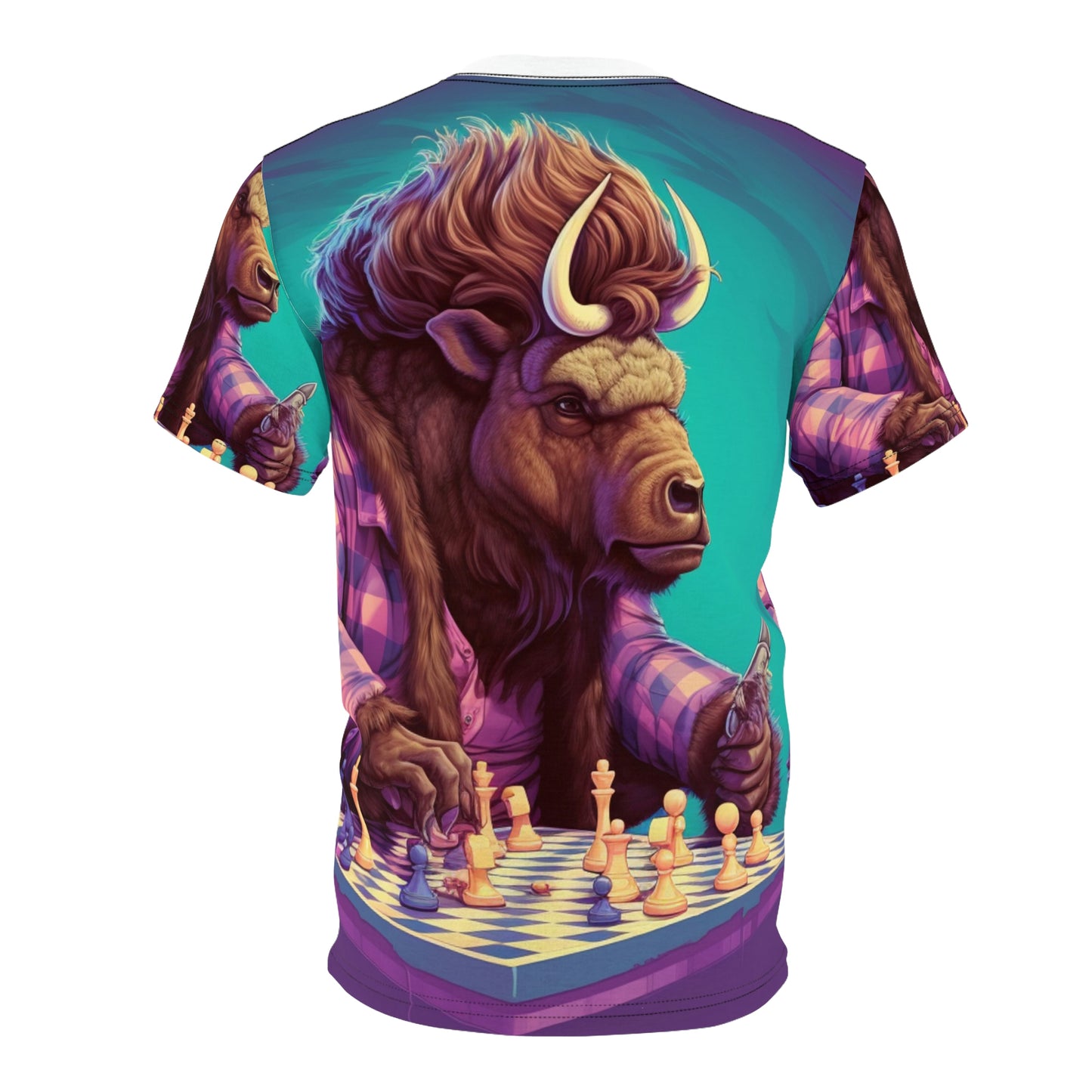 American Buffalo Bison Chess Player Graphic Unisex Cut & Sew Tee (AOP)