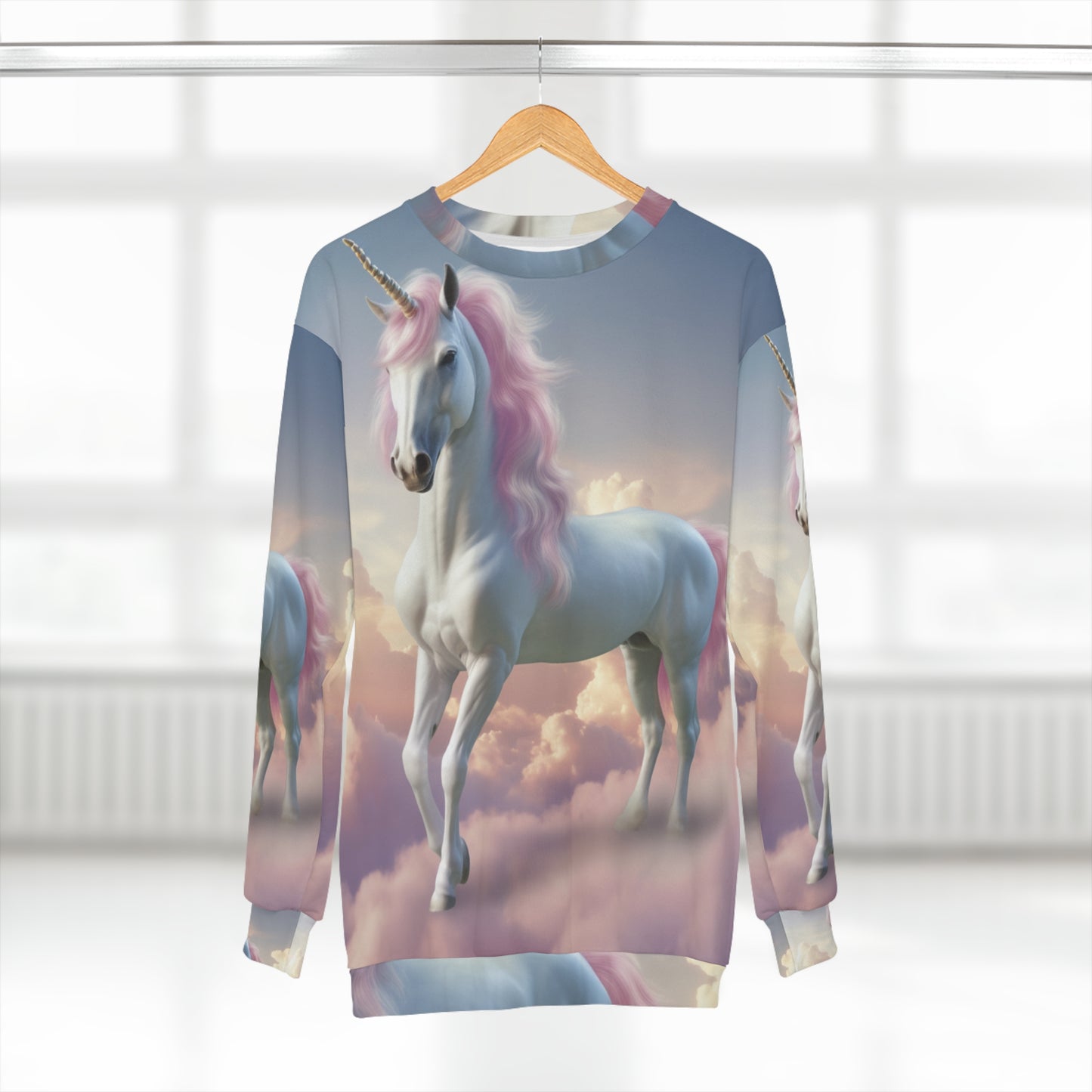 Unicorn &amp; Rainbow Artwork - Sudadera unisex con diseño pastel caprichoso (AOP)