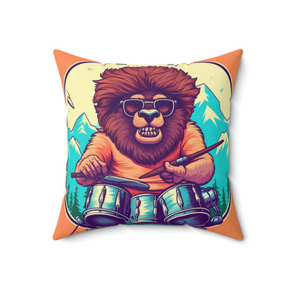 American Music Bison Buffalo Player Graphic Spun Polyester Square Pillow