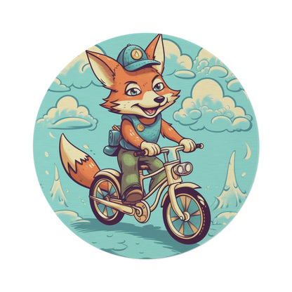 Fox Bike Ride Adventure グラフィック サイクリスト ラウンド ラグ