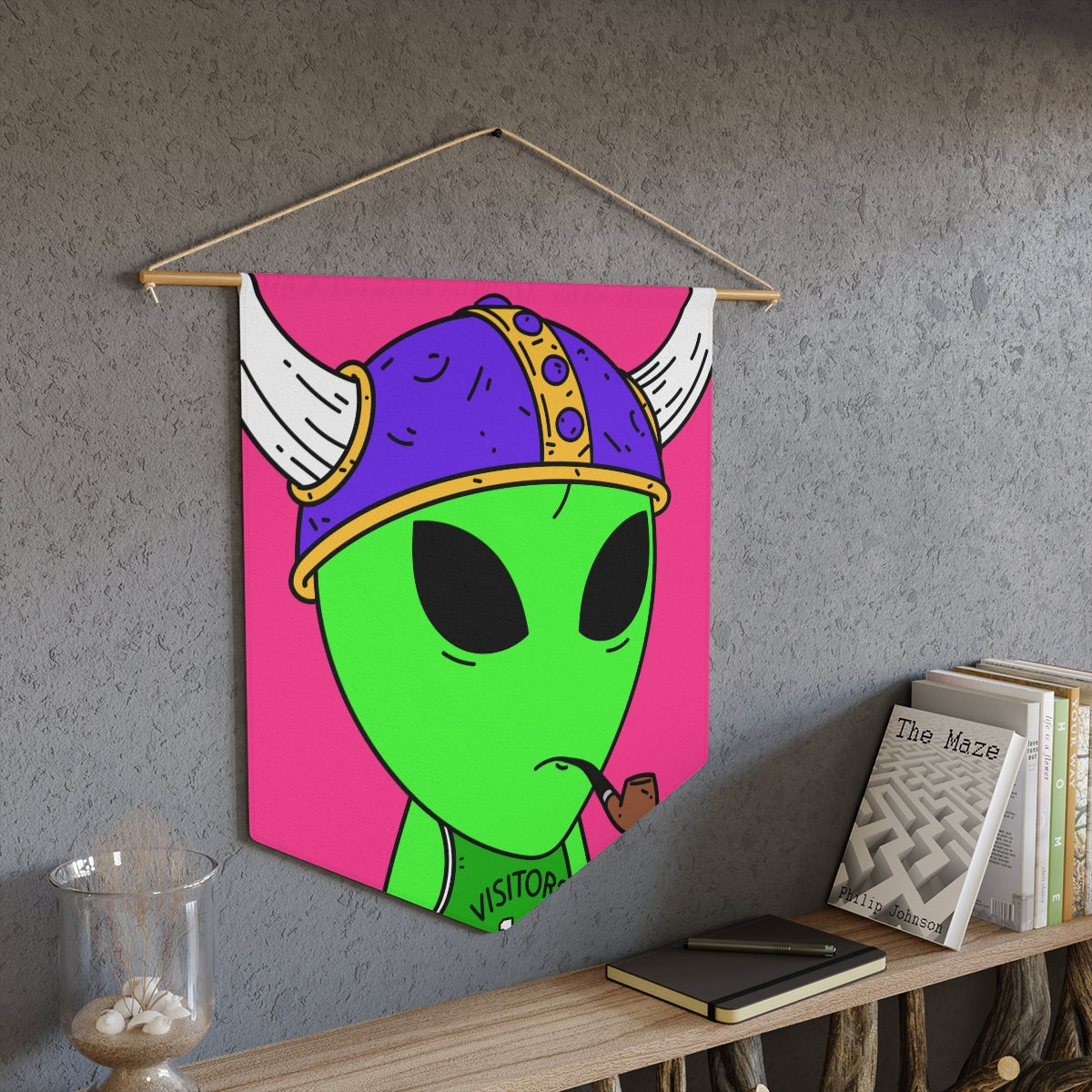 Green Visi Jersey Purple Viking Helmet Pipe Alien Visitor Pennant