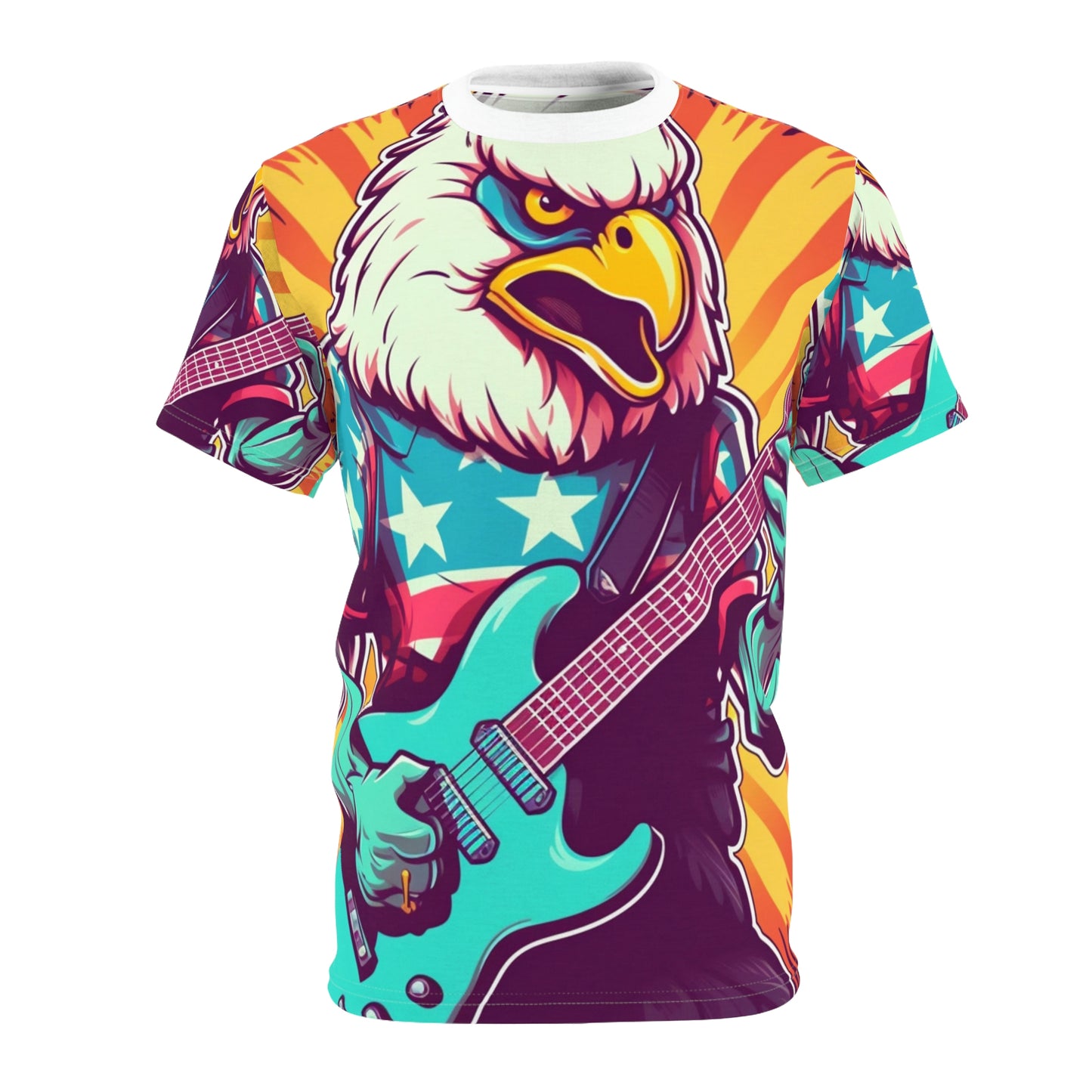 American Bald Eagle Músico Guitarrista Gráfico Unisex Cut &amp; Sew Tee (AOP) 