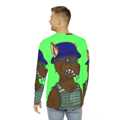 Scifi Wolf Anime Army Men's Long Sleeve AOP Shirt