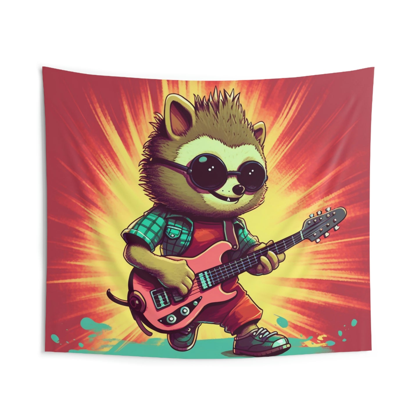 Hedgehog Animal Guitarist Anime Graphic Indoor Wall Tapestries