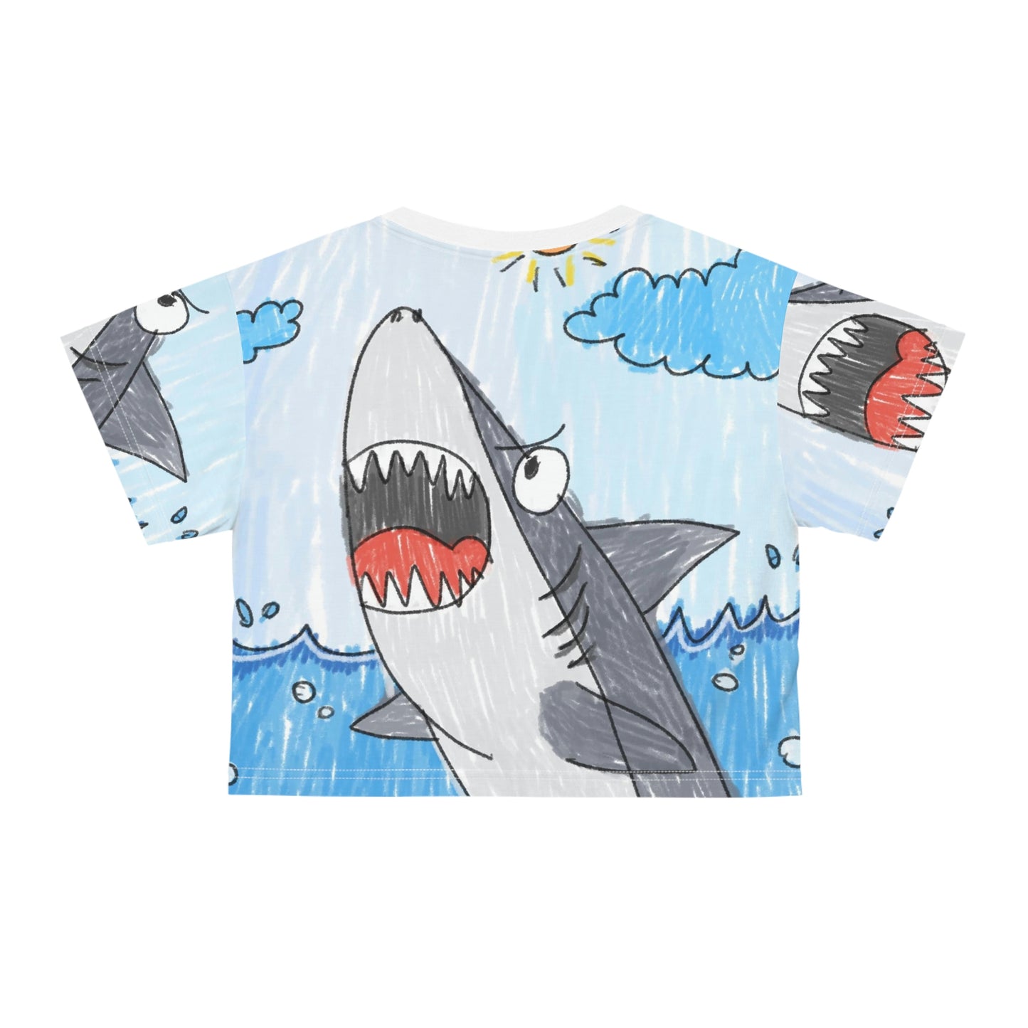 Shark Jaw Teeth Attack Ocean Sea Creature AOP Crop Tee