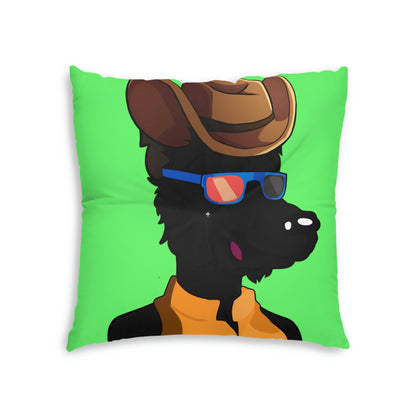 Cowgirl Wolf Cyborg Wolve - Almohada de suelo con mechones, cuadrada 