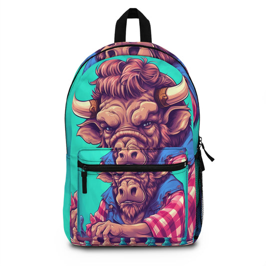 Chess Game Champ Master Bison Buffalo Style Backpack