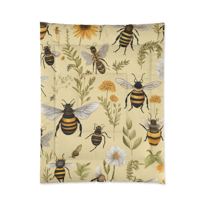 Whimsical Bees & Honeycombs Nature-Friendly Pattern Design Comforter