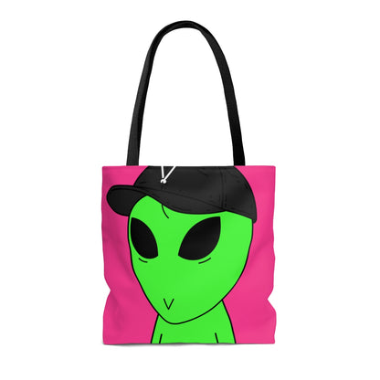 V Face Visitor Green Body Alien Black Hat Visi AOP Tote Bag