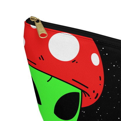 Mushroom Head Green Alien Visitor w/ Red Lips Accessory Pouch w T-bottom