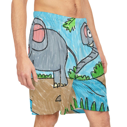 Elefante Elefante Rey Elefante Safari Animal Shorts de baloncesto (AOP) 