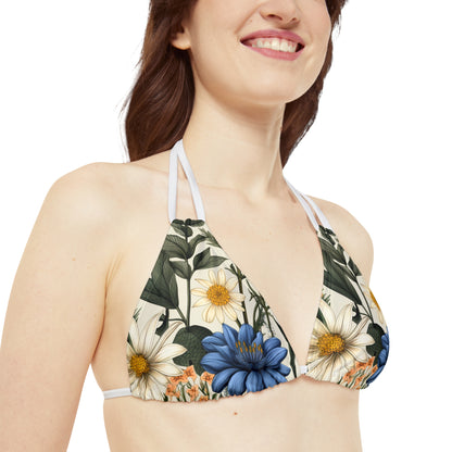 Botanical Illustration Flowers & Plants Design Strappy Bikini Set (AOP)