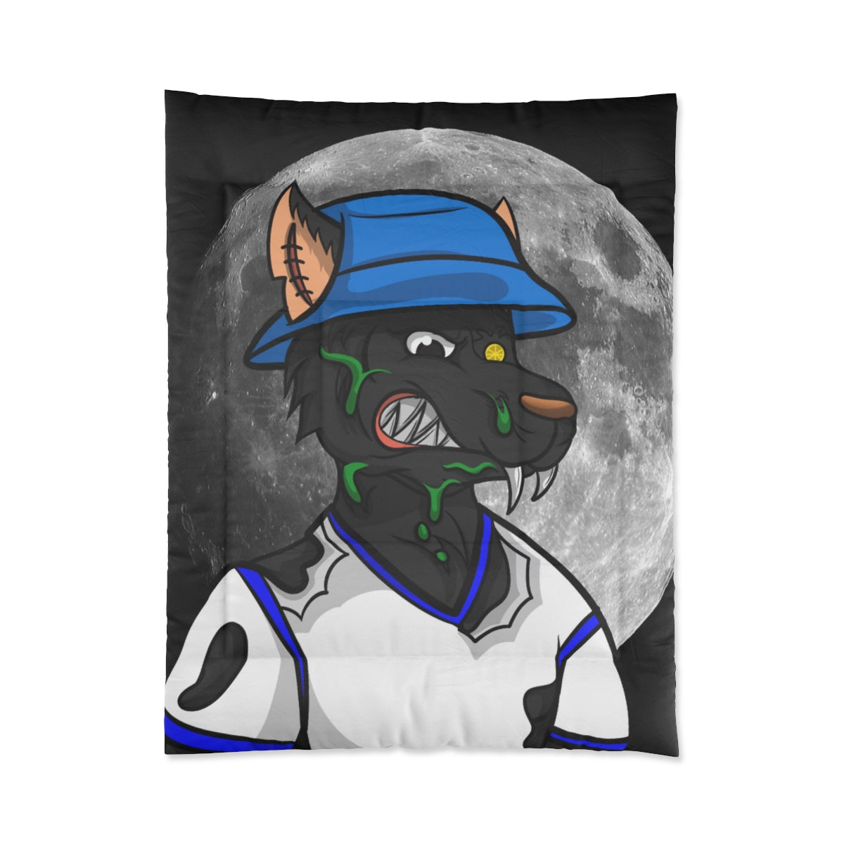 Black Wolf Full Moon Cyborg Werewolve Comforter