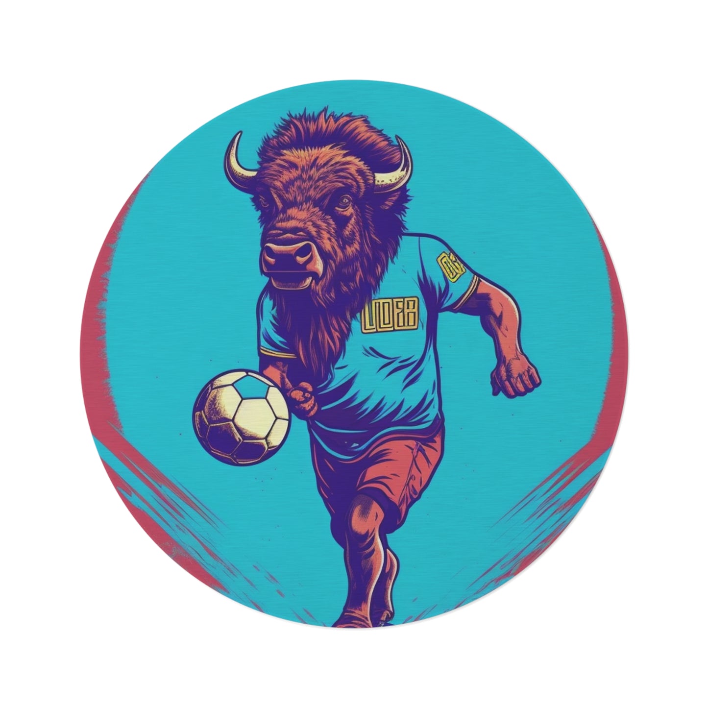 American Bison Soccer Player Sport Buffalo Graphic Round Rug