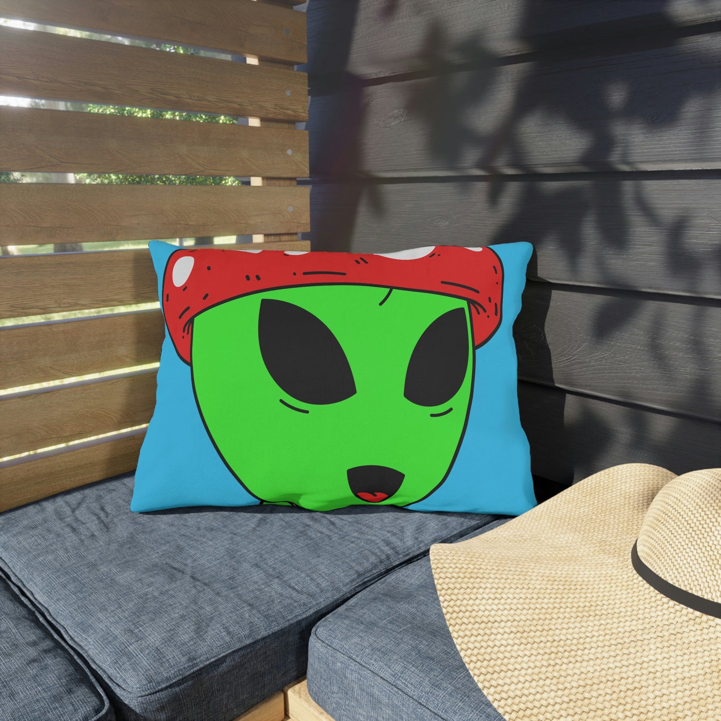 Healthy Sport Jersey Mushroom Alien Outdoor Pillows