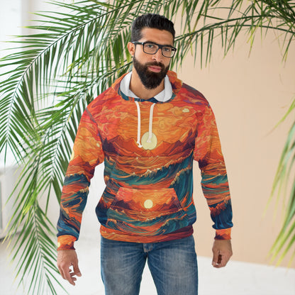 Inspirador 'Cree en ti mismo' - Sudadera con capucha unisex Sunrise Ocean Art (AOP) 