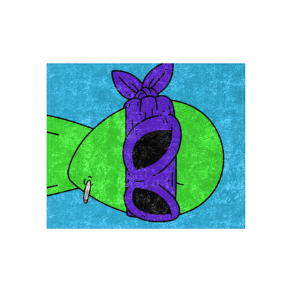 White Whistle Mouth Green Visitor Purple Ninja Mask Alien Crushed Velvet Blanket - Visitor751