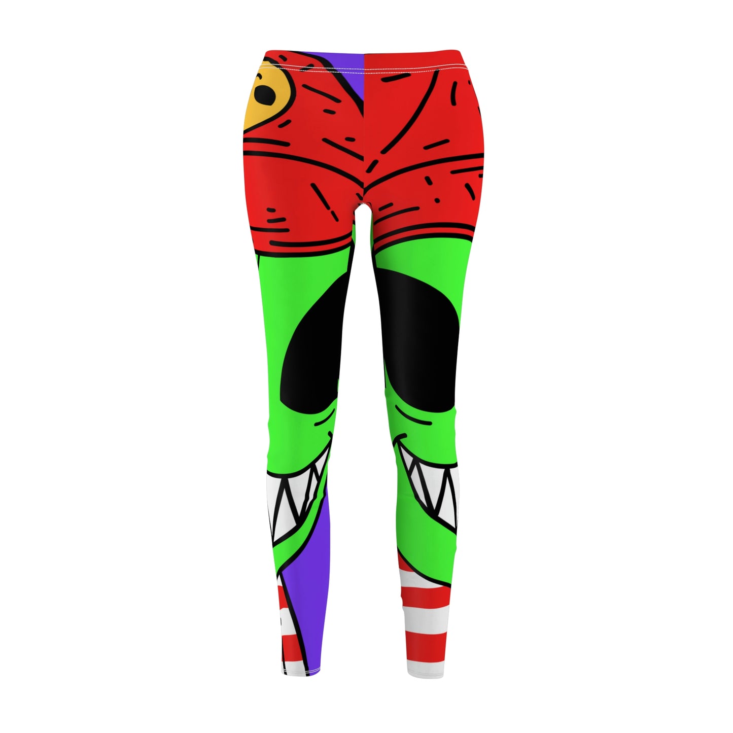 Alien Character Cartoon Big Smile Women's Cut & Sew Casual Leggings