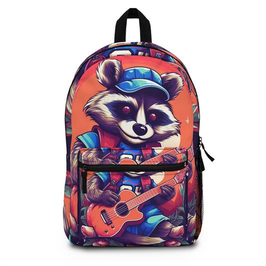 Acoustic Guitar Raccoon - Furry Animal Musician Decor Backpack