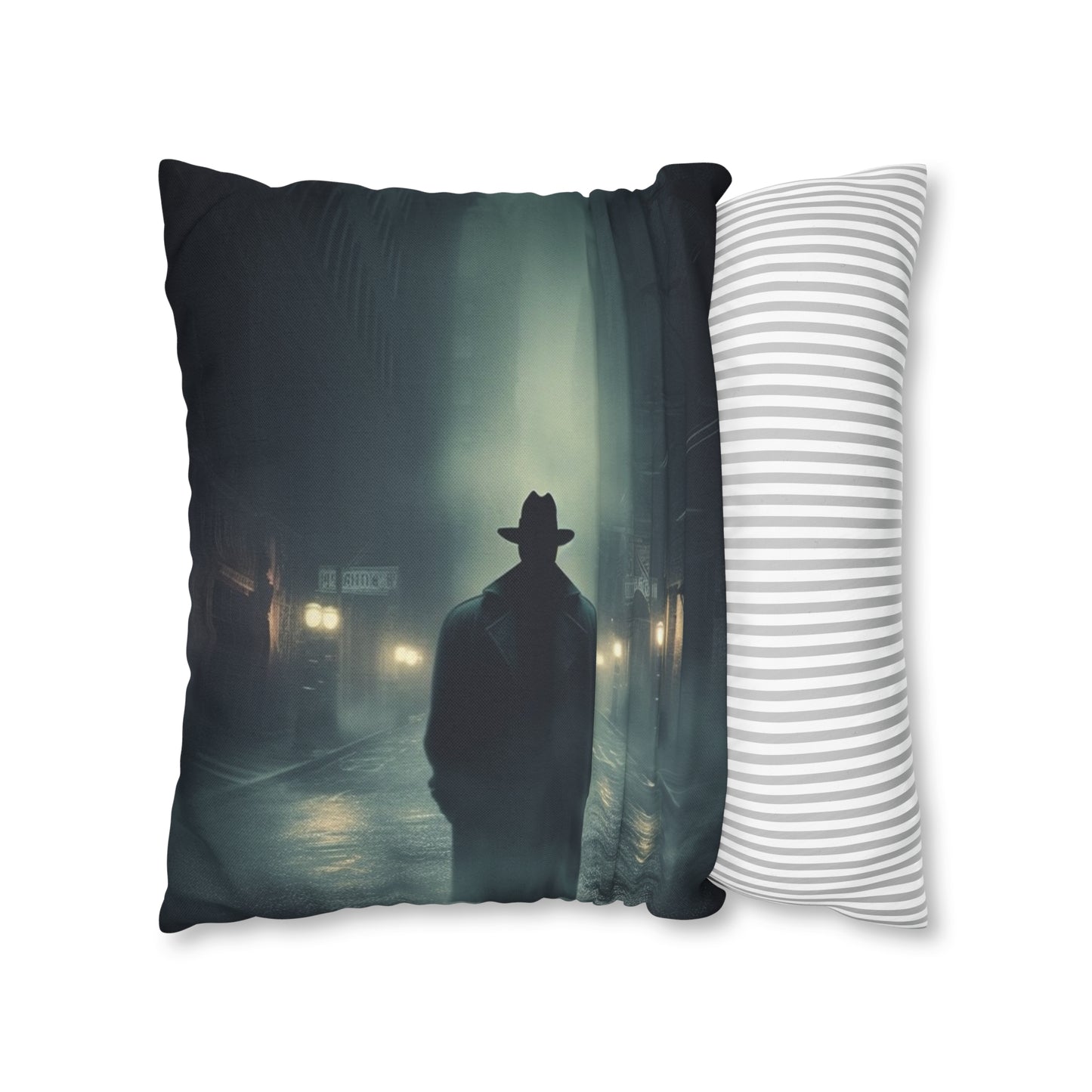 Mystery Detective Alley - Noir Book Cover Artwork Spun Polyester Square Pillow Case