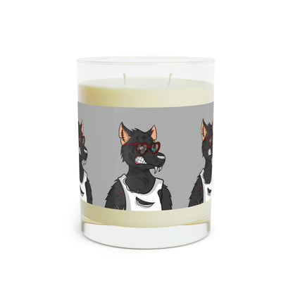 Heart Valentine Black Wolf Cyborg Scented Candle - Full Glass, 11oz