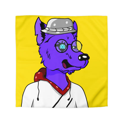 Cyborg Wolf Round Frame Glasses Fedora Hat White Sweatshirt Hoodie Purple Fur Microfiber Duvet Cover