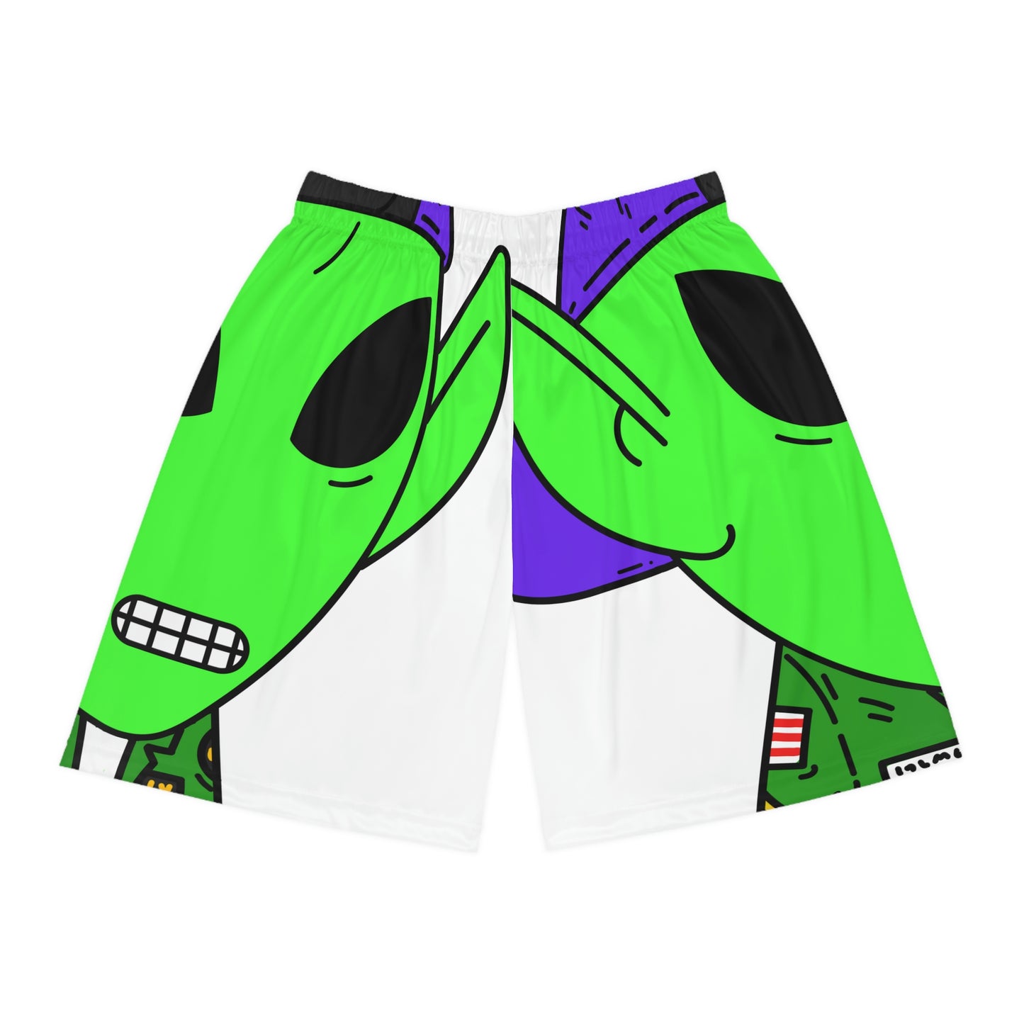 Green Military Army Jacket pointy ear Visitor Alien Basketball Shorts (AOP)