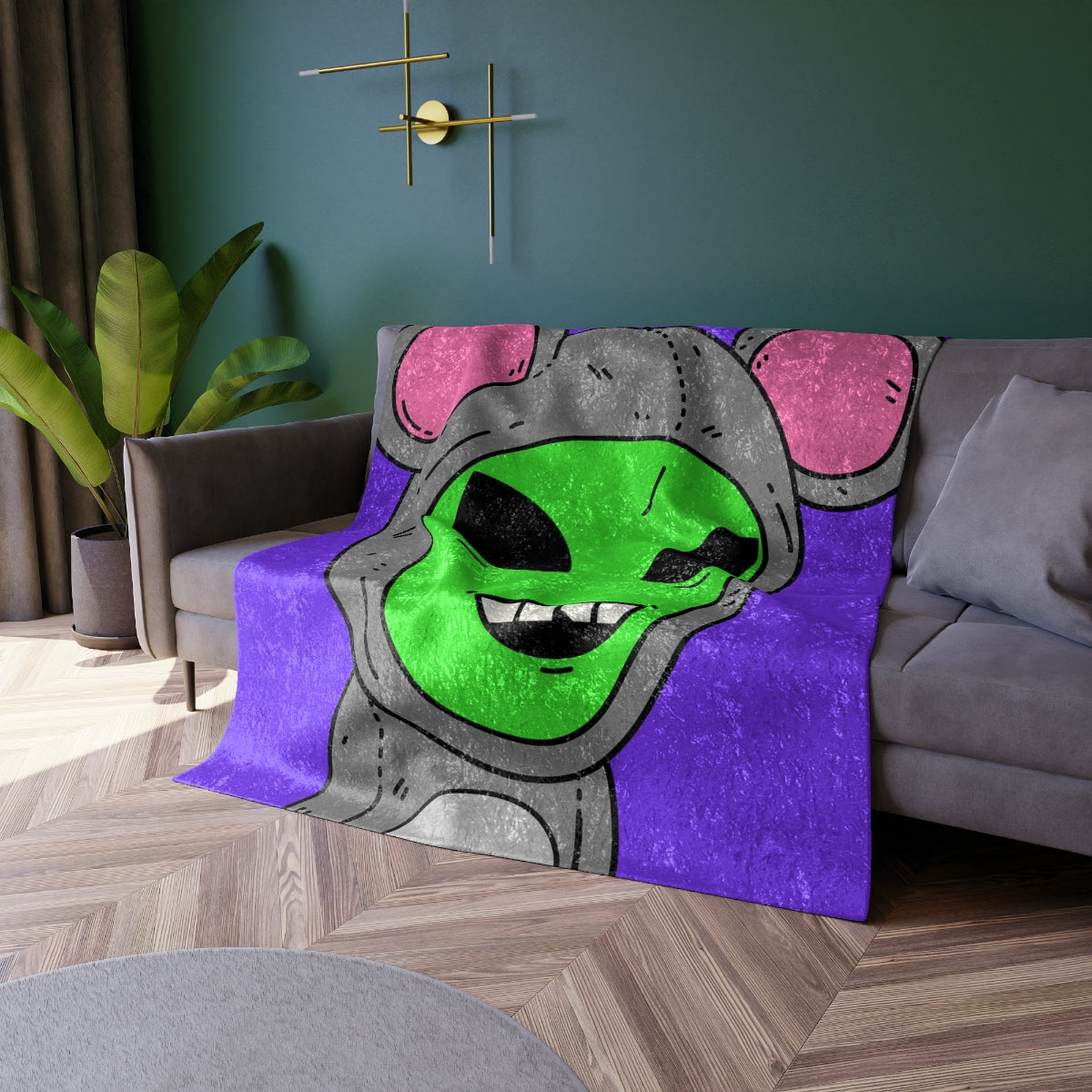 The Visitor Mouse Alien Character Crushed Velvet Blanket