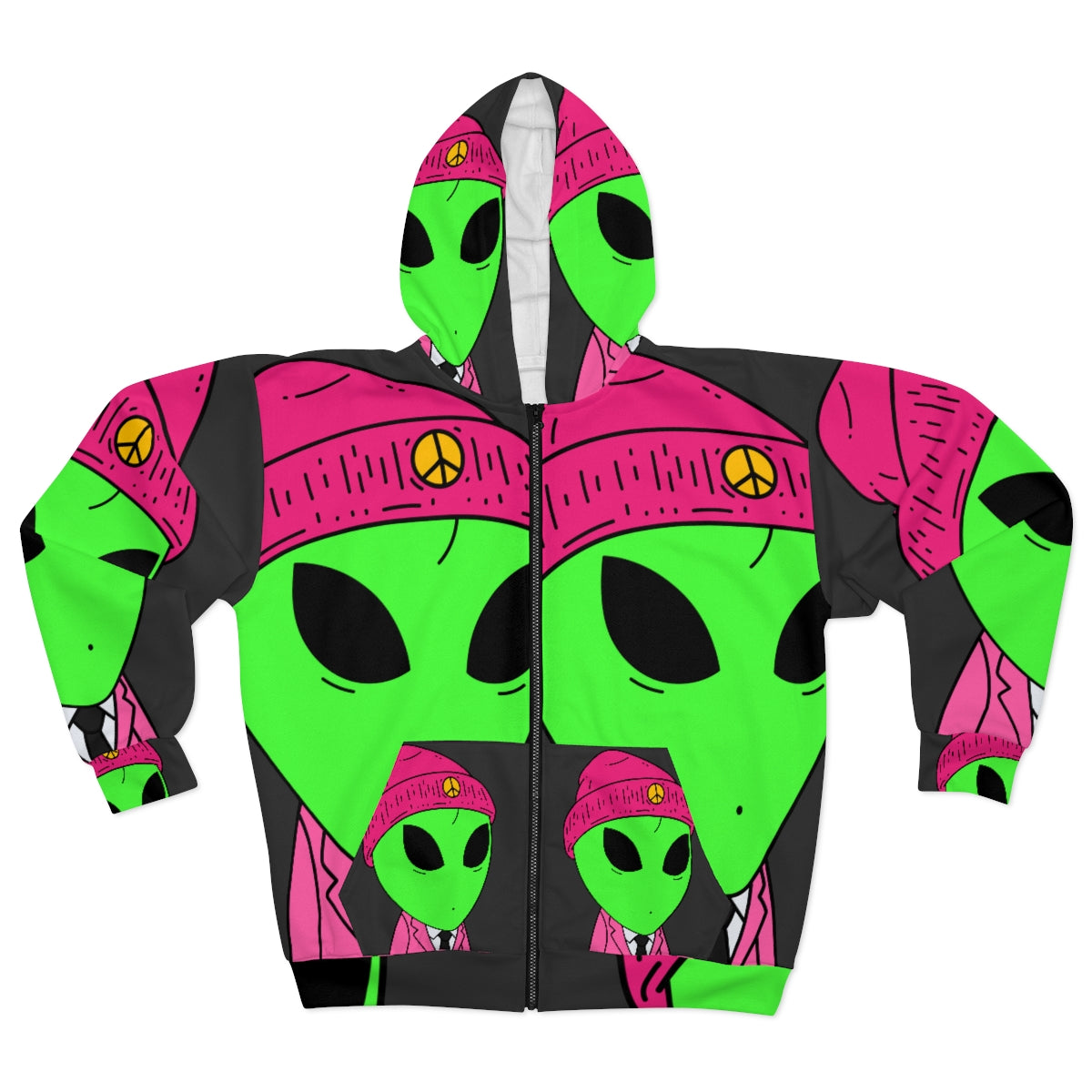 Peace Alien Business AOP Unisex Zip Hoodie