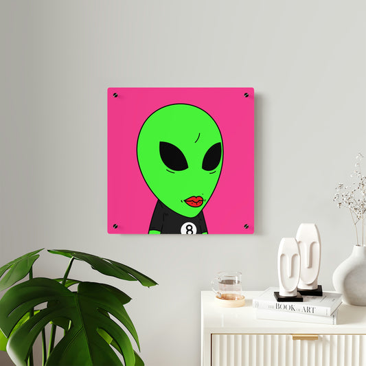 8 Ball Green Alien Lipstick Visitor Acrylic Wall Art Panels