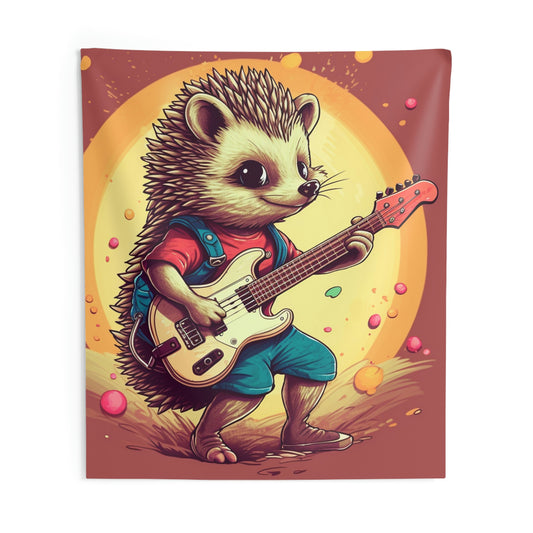 Hedgehog Guitarist Jam Band Cartoon Indoor Wall Tapestries