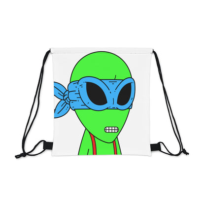 Green Alien Blue Ninja Mask Red Suspenders Visitor Outdoor Drawstring Bag