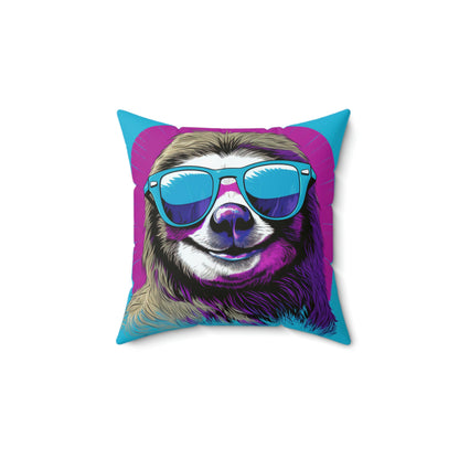 Galactic Sloth Retro-Inspired Animal Spun Polyester Square Pillow