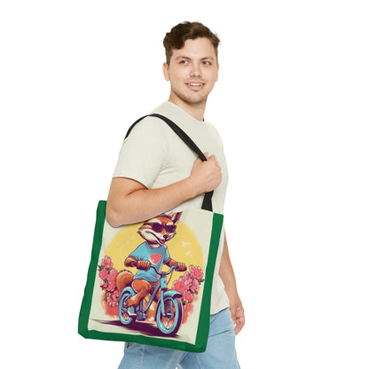 Fox Riding Bike Cartoon Anime Culture Graphic Tote Bag (AOP)