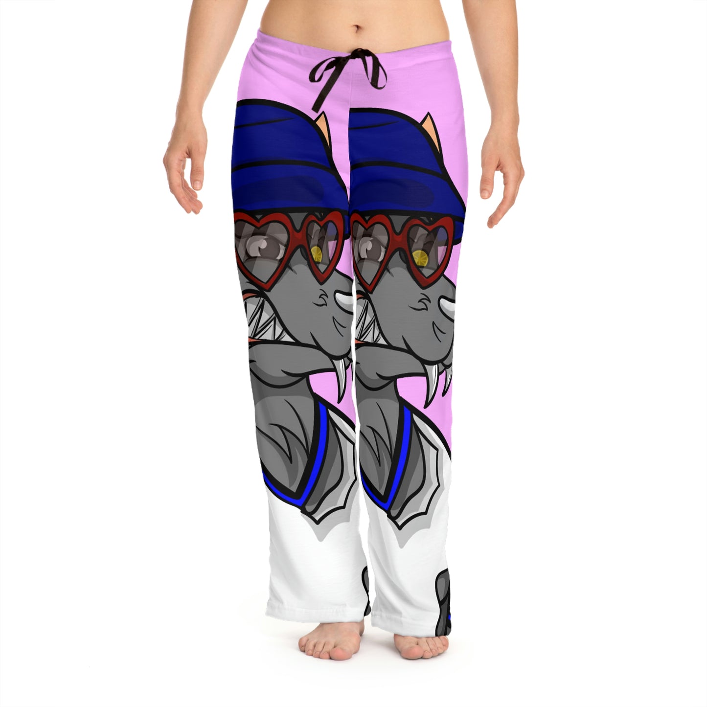 Pantalones de pijama para mujer Valentine Wolf Heart Love (AOP) 