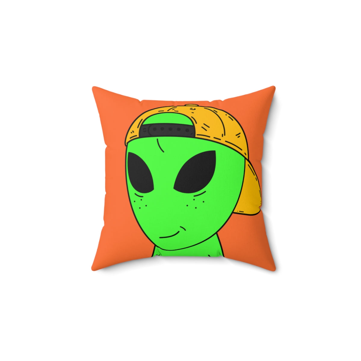 Green Alien Yellow Hat Visitor Spun Polyester Square Pillow