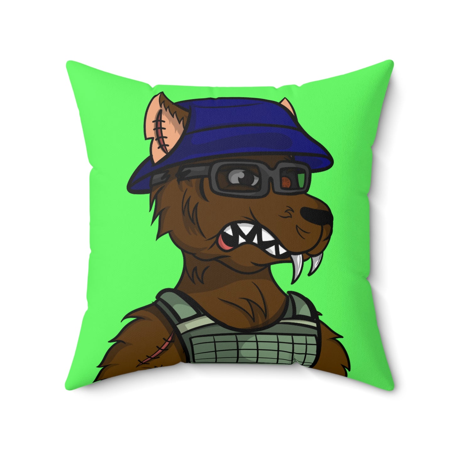 Military Army Cyborg Wolve Spun Polyester Square Pillow