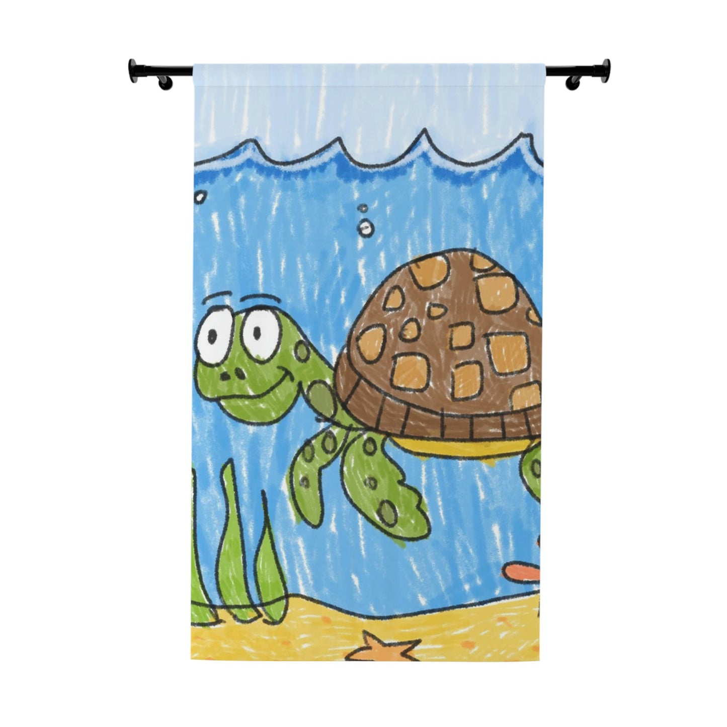 Sea Turtle Beach Sand Ocean Window Curtains (1 Piece)