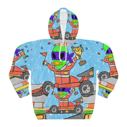 Robot Car Race Driver LOL Visitor Alien Car AOP Unisex Pullover Hoodie