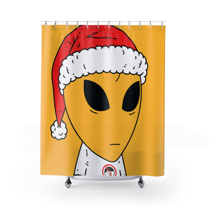 Alien Christmas Santa Space Character Holiday Winter Season Shower Curtains