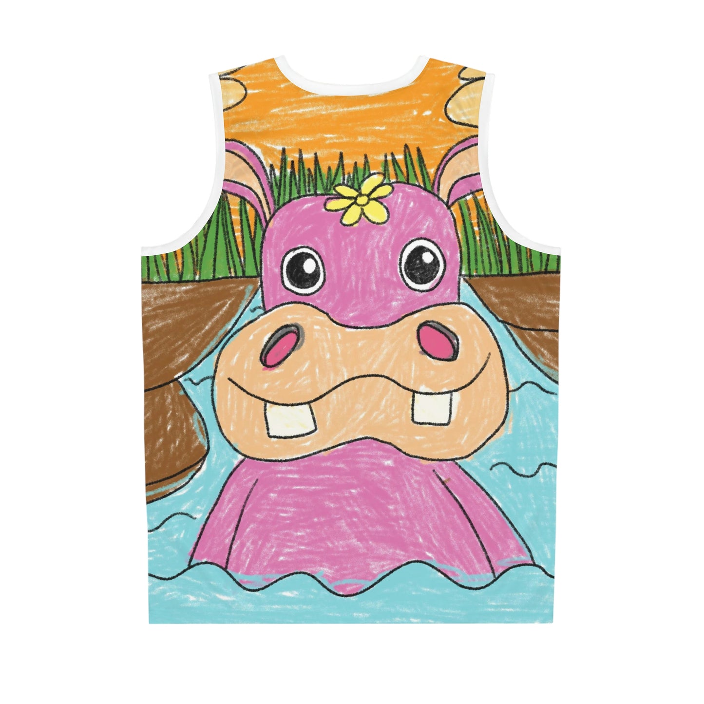 Hippo Hippopotamus Animal Creature Graphic Basketball Jersey (AOP)