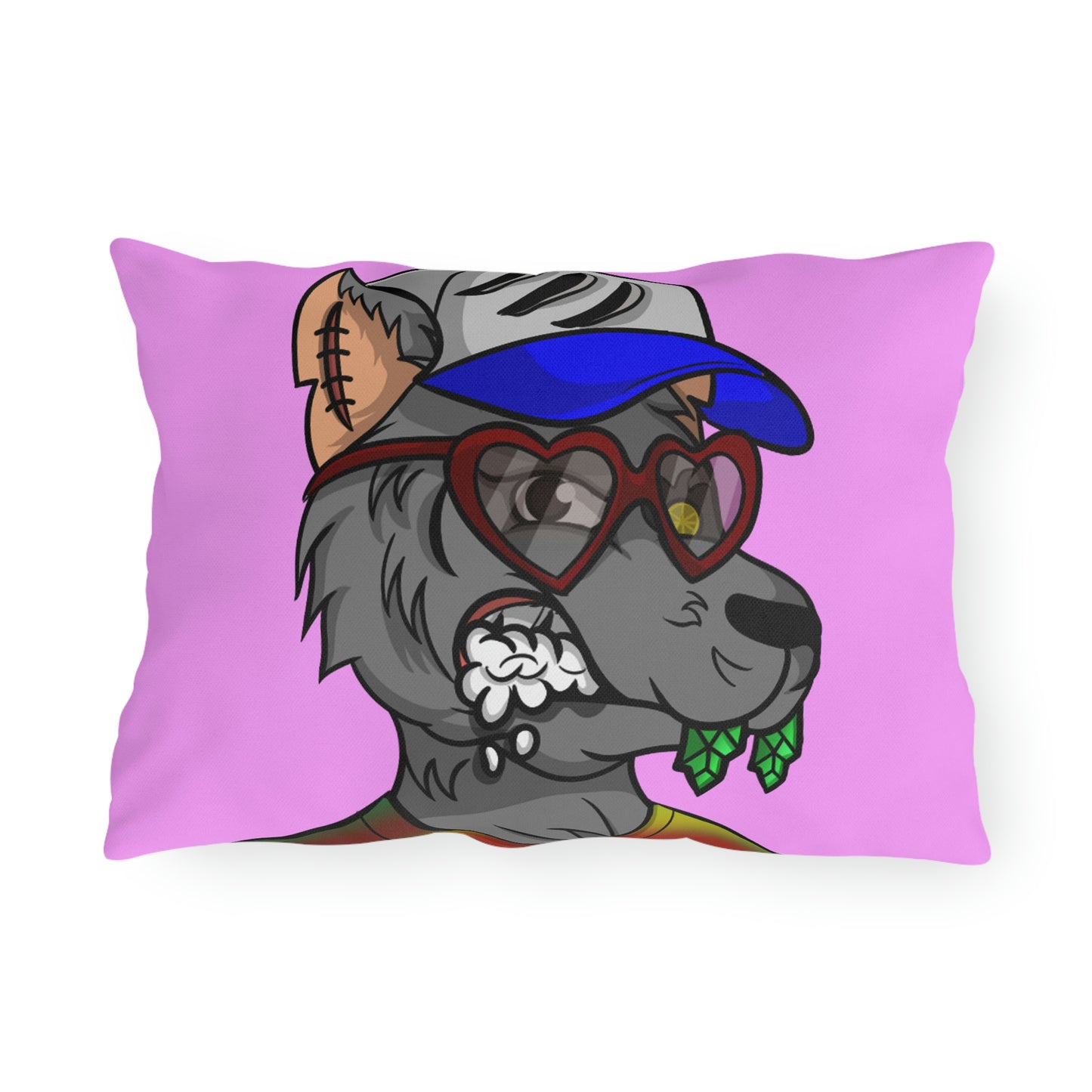 Valentine Heart Wolf Werewolve Tiedye Outdoor Pillows