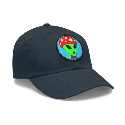 Healthy Sport Jersey Mushroom Alien Dad Hat with Leather Patch (Round)