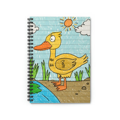 Yellow Duck Bird Pond Spiral Notebook - Ruled Line