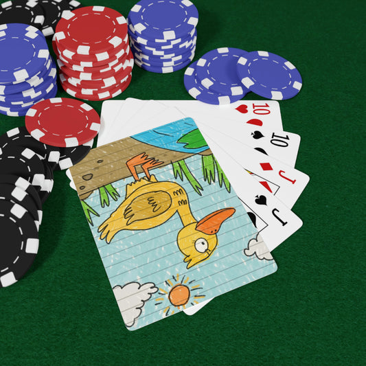 Yellow Duck Bird Pond Custom Poker Cards
